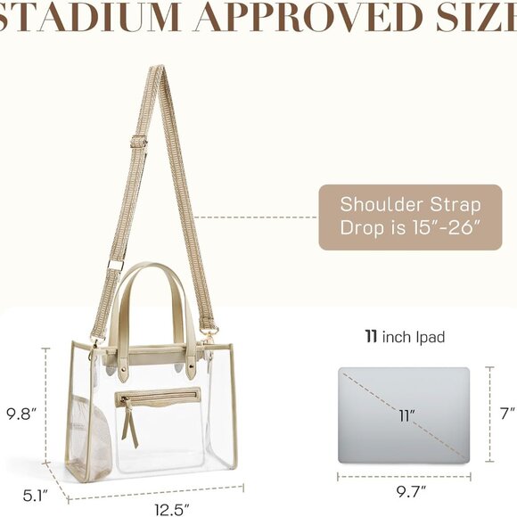 Clear Bag for Stadium Events Thick PVC Clear Tote Bag for Women with Guitar Stra - Picture 5 of 6